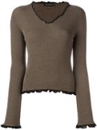 Etro Ruffle Trim Jumper, Women's, Size: 40, Brown, Viscose/wool