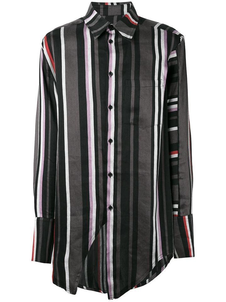 Yang Li - Chest Pocket Striped Shirt - Men - Linen/flax/cupro - 46, Black, Linen/flax/cupro