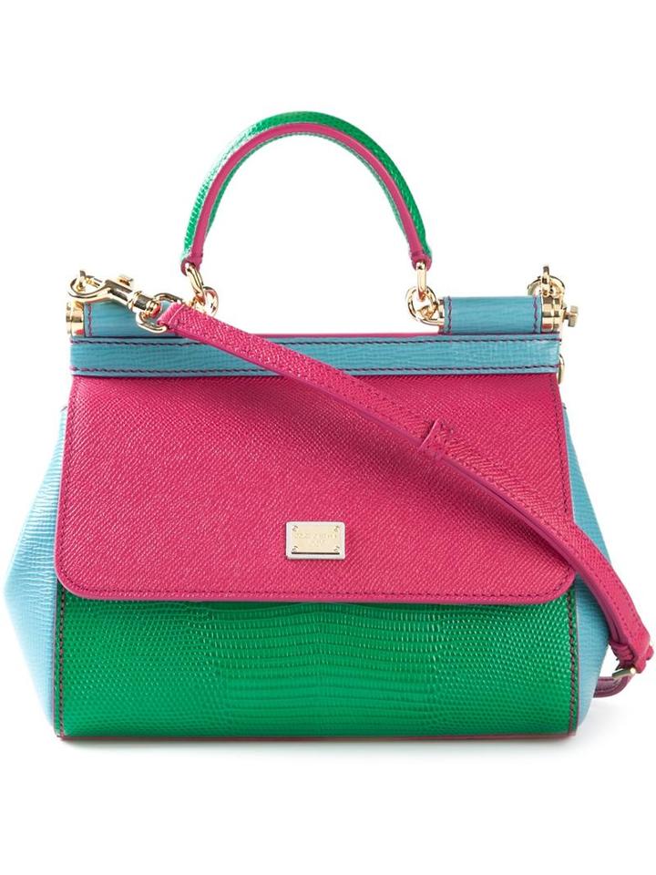 Dolce & Gabbana Mini 'sicily' Tote, Women's, Pink/purple, Leather
