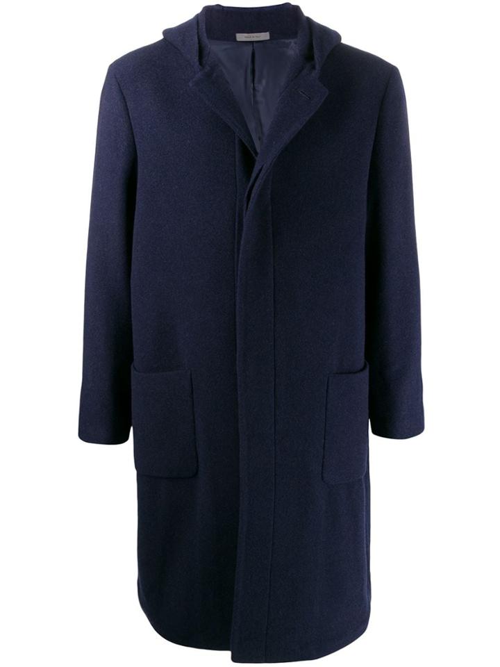 Corneliani Colour Block Hooded Coat - Blue