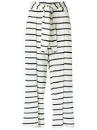 Andrea Marques Striped Wide Leg Trousers - White