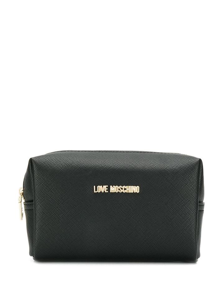 Love Moschino Logo Zipped Cosmetic Bag - Black