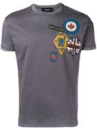 Dsquared2 Logo Patch Print T-shirt, Men's, Size: Small, Grey, Cotton