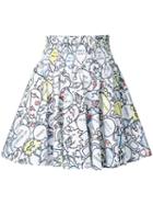 Mira Mikati - Printed Full Skirt - Women - Cotton - 36, White, Cotton