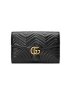 Gucci Black Gg Marmont Leather Clutch Bag