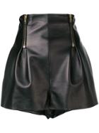 Versace High Waisted Leather Shorts - Black