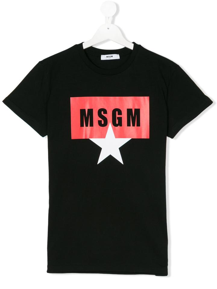 Msgm Kids Teen Logo Print T-shirt - Black