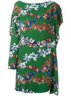 Msgm Floral Print Asymmetric Dress - Green