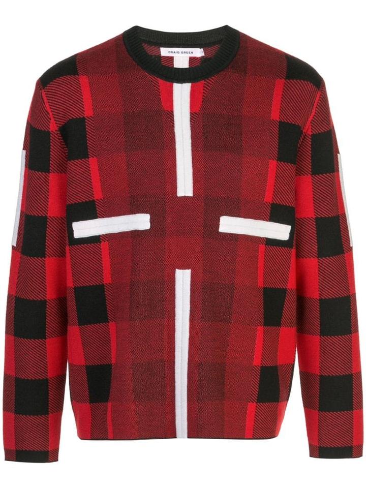 Craig Green Check Print Jumper - Red