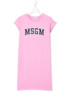 Msgm Kids Logo Printed T-shirt Dress - Pink & Purple