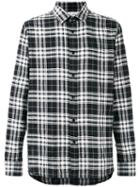 Saint Laurent Signature Yves Collar Plaid Shirt, Men's, Size: 40, Black, Cotton/polyurethane