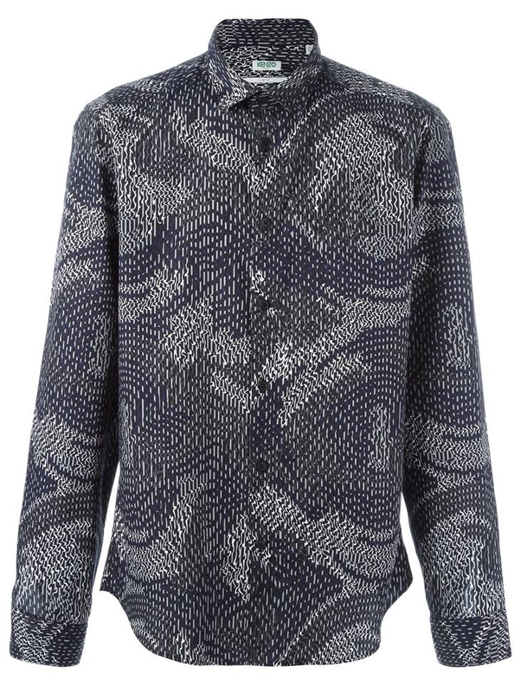 Kenzo Psychedelic Camo (green) Shirt, Men's, Size: 38, Cotton