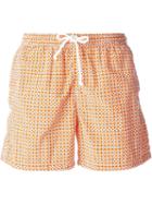 Kiton Floral Print Swim Shorts, Men's, Size: Xl, Yellow/orange, Polyamide