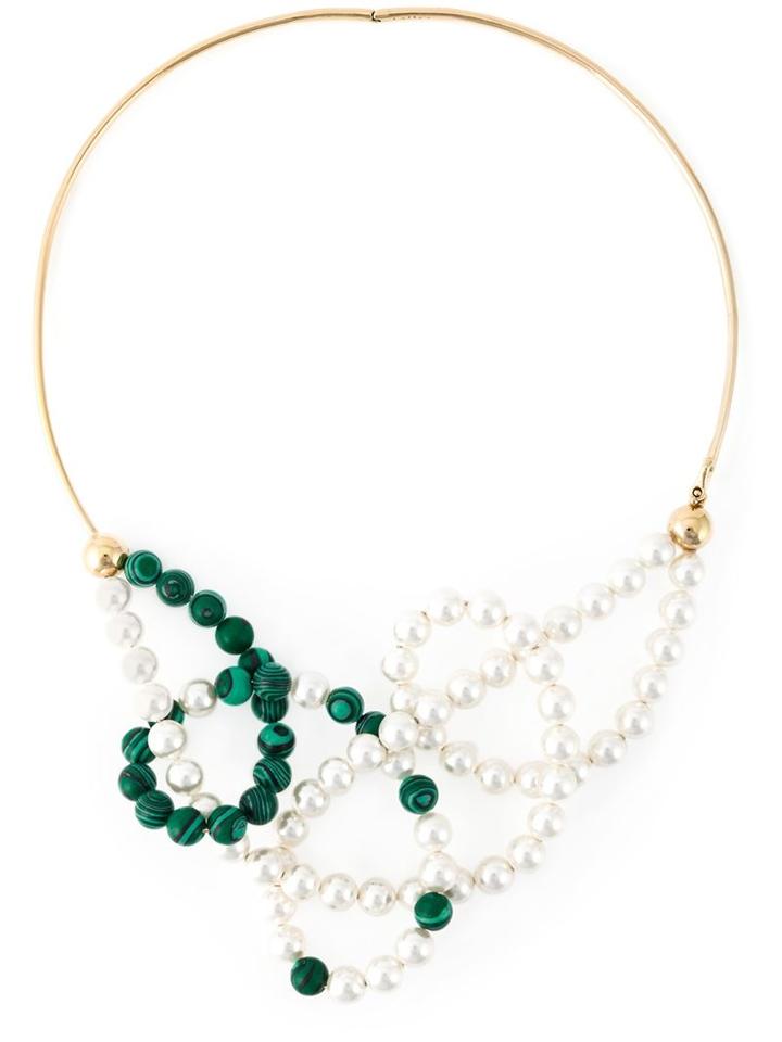 Eshvi Astro Necklace, Women's, Metallic, Gold Plated Brass/malachite