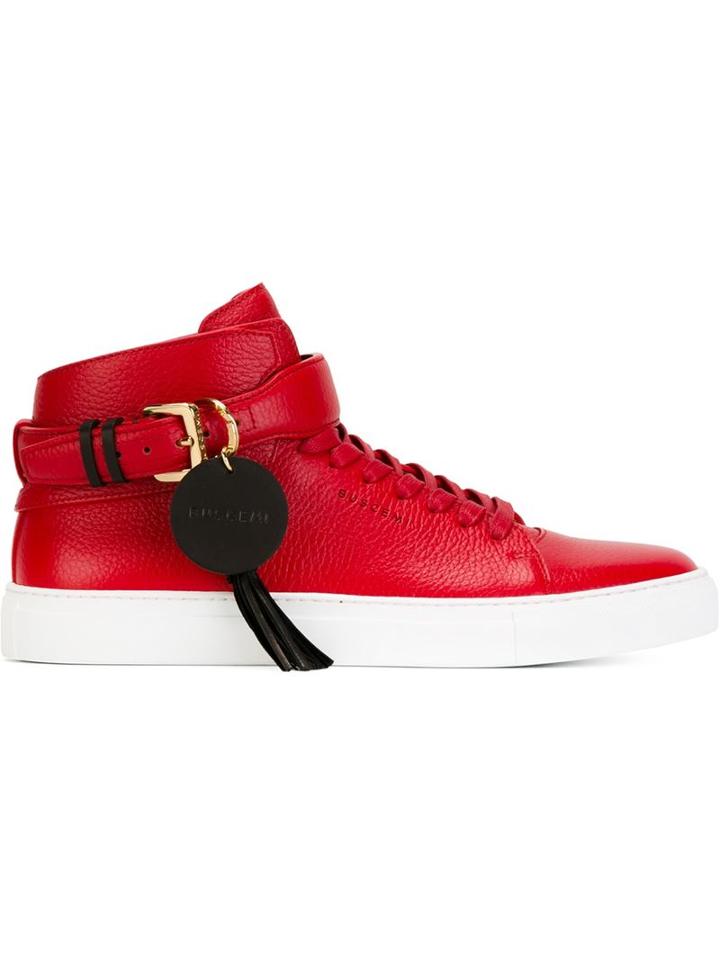 Buscemi 100mm Hi-top Sneakers, Men's, Size: 6, Red, Leather/rubber