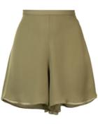 Sally Lapointe - Flared Evening Shorts - Women - Silk - 0, Green, Silk