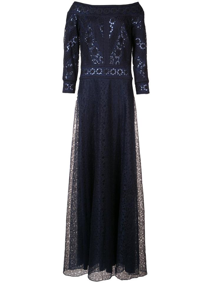 Tadashi Sequin Embroidered Dress, Women's, Size: 8, Blue, Polyester/sequin