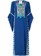Figue Oasis Embroidered Maxi Kaftan Dress - Blue