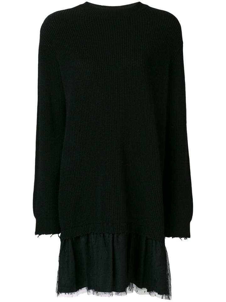 Red Valentino Pleated Hem Sweatshirt Dress - Black