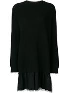 Red Valentino Pleated Hem Sweatshirt Dress - Black