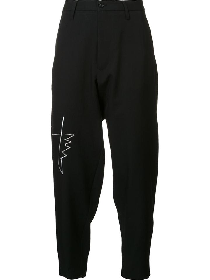 Yohji Yamamoto Embroidered Drop-crotch Trousers