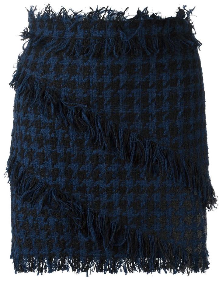 Msgm Checked Ruffle Skirt, Women's, Size: 38, Blue, Polyamide/cotton/linen/flax/polyester