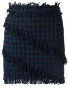 Msgm Checked Ruffle Skirt, Women's, Size: 38, Blue, Polyamide/cotton/linen/flax/polyester