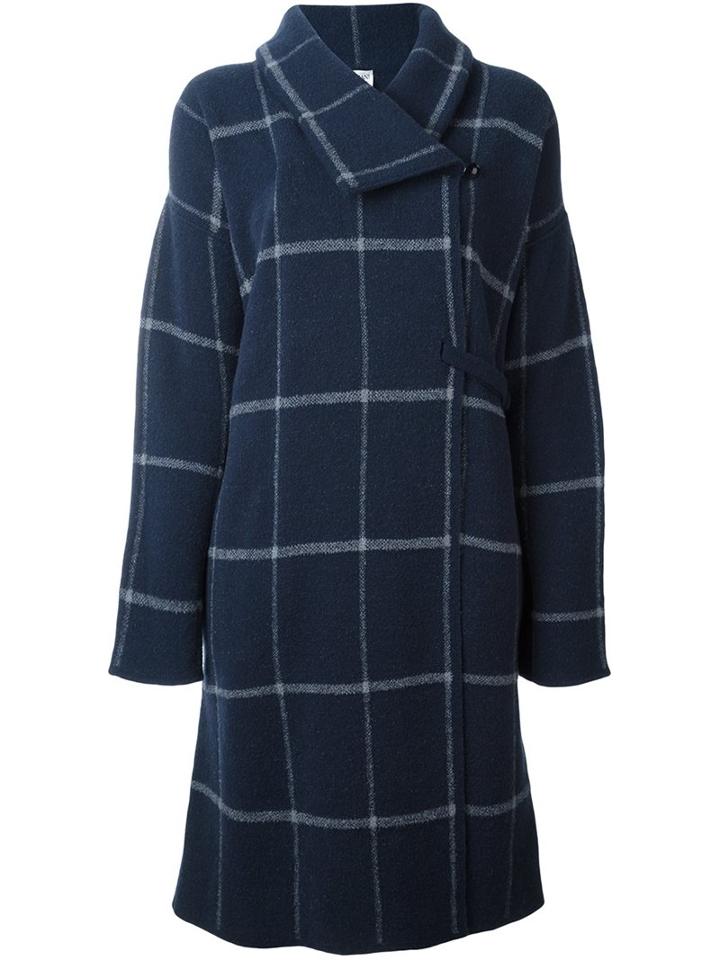 Armani Collezioni Checked Single Breasted Coat