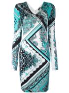 Just Cavalli Paisley Patterned Dress, Women's, Size: 46, Blue, Viscose/spandex/elastane