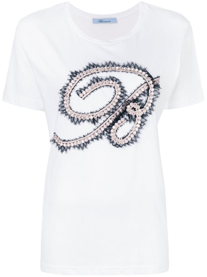 Blumarine Embellished B T-shirt - White