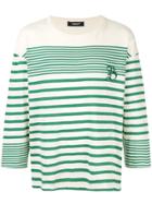 Undercover Green Striped Top - White