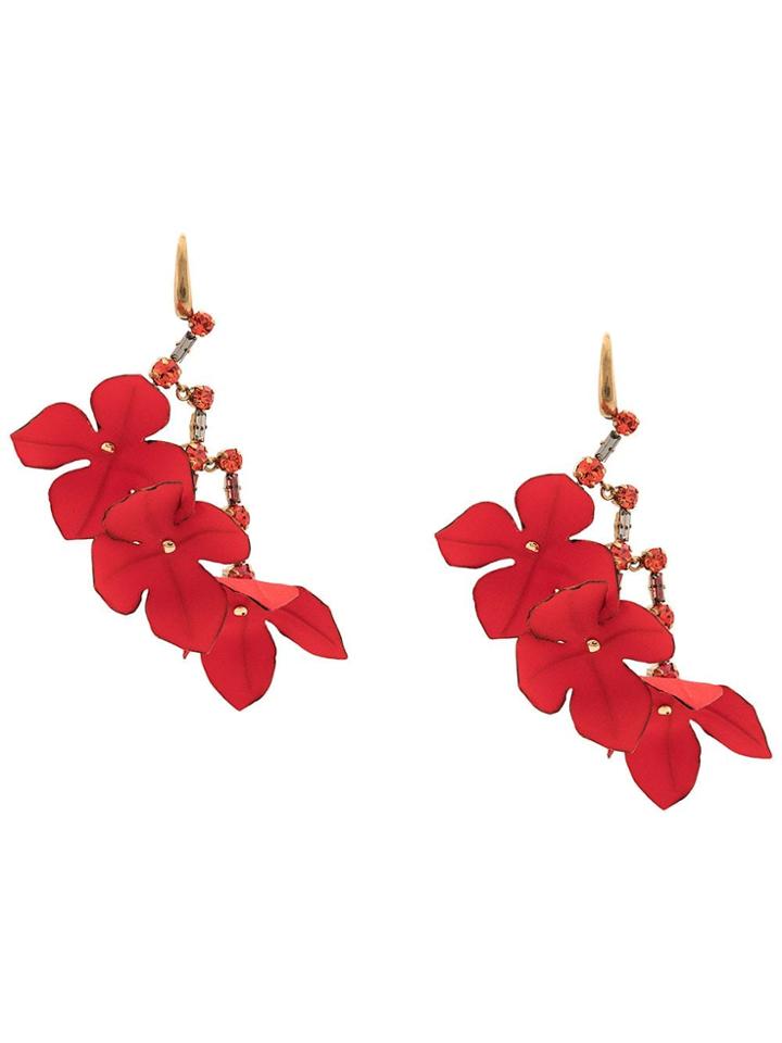 Marni Oversized Flora Earrings - Red
