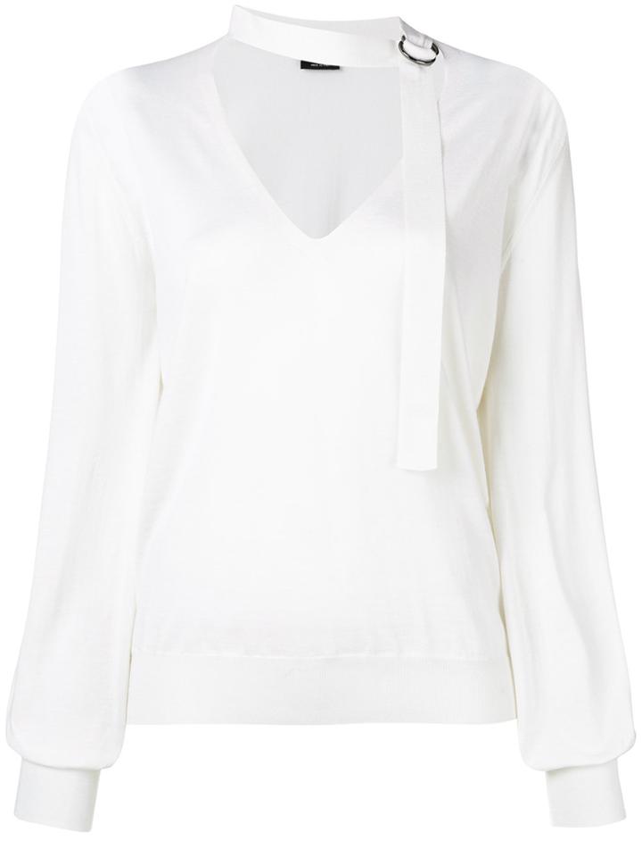 Tom Ford Strap-detail V-neck Jumper - White