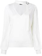 Tom Ford Strap-detail V-neck Jumper - White