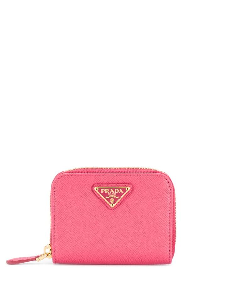 Prada Logo Plaque Zip-around Purse - Pink