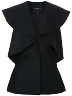 Goen.j Ruffled Fitted Jacket, Women's, Size: Medium, Black, Wool/bemberg