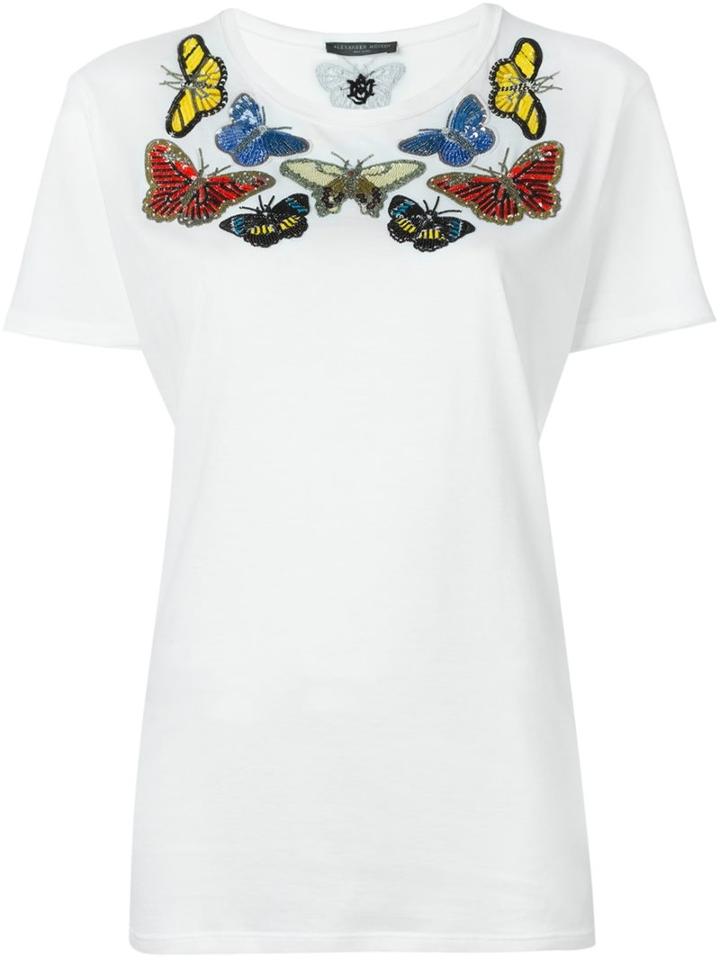 Alexander Mcqueen Embroidered Butterfly T-shirt