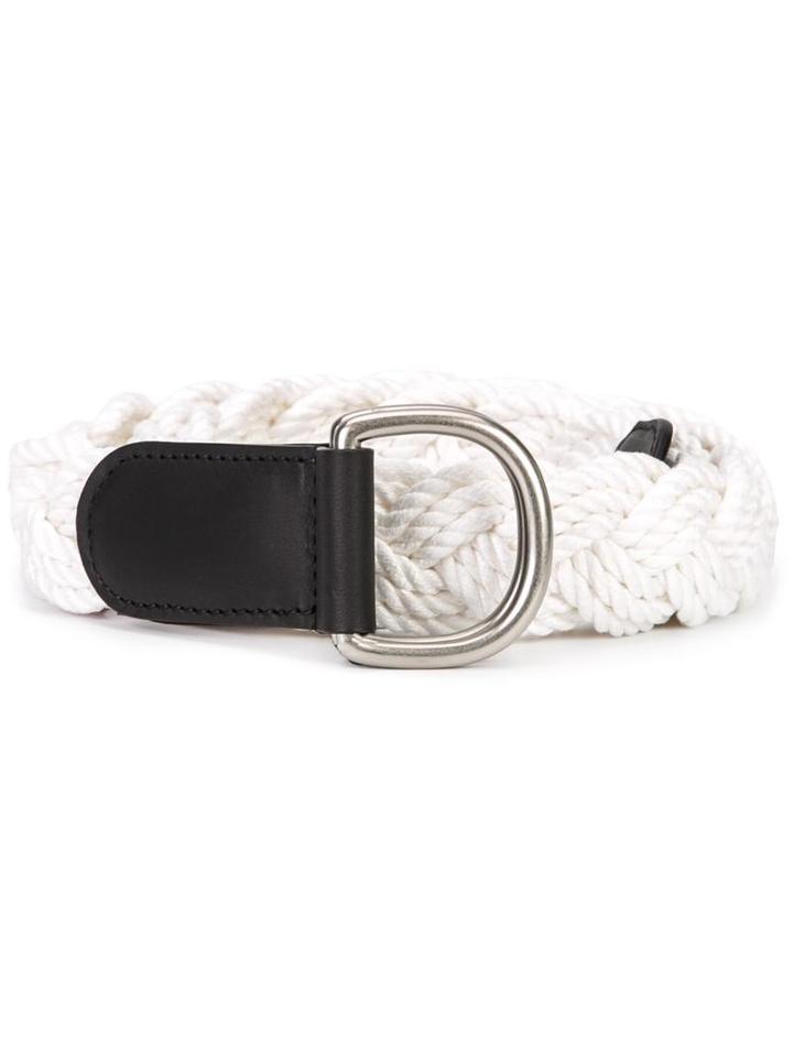 Thom Browne Braided Belt, Men's, White, Cotton/leather
