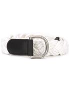 Thom Browne Braided Belt, Men's, White, Cotton/leather