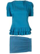 Yves Saint Laurent Pre-owned Frill Set-up Suit - Blue