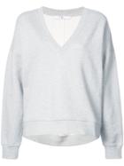 Tibi V-neck Draped Back Sweatshirt - Grey