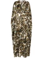 Märta Larsson Printed Crystal Pyrite Silk Kaftan Maxi Dress - Brown