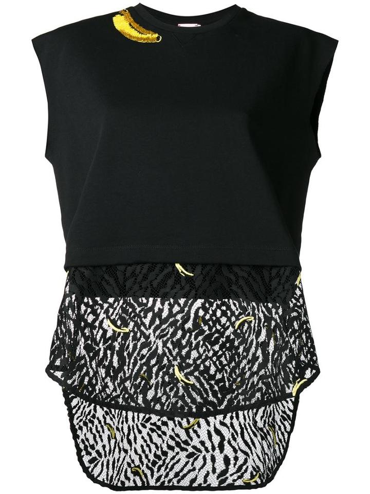 Giamba Sheer Panel Sleeveless Sweatshirt, Women's, Size: 42, Black, Cotton