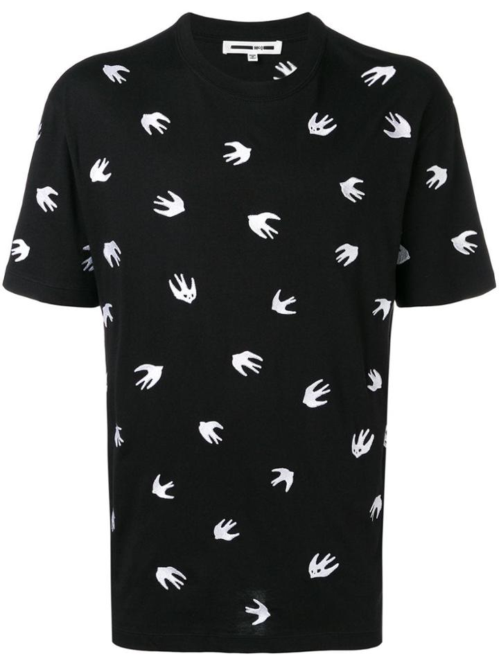 Mcq Alexander Mcqueen Embroidered Swallows T-shirt - Black