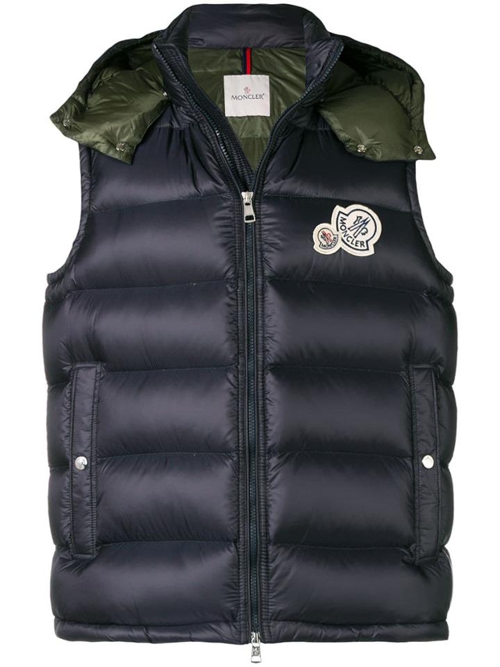 Moncler Padded Hood Gilet - Blue