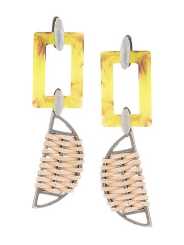 Ader. Bijoux Long Combined Earrings - Yellow & Orange