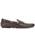 Car Shoe Pebbled Sole Loafers - Brown