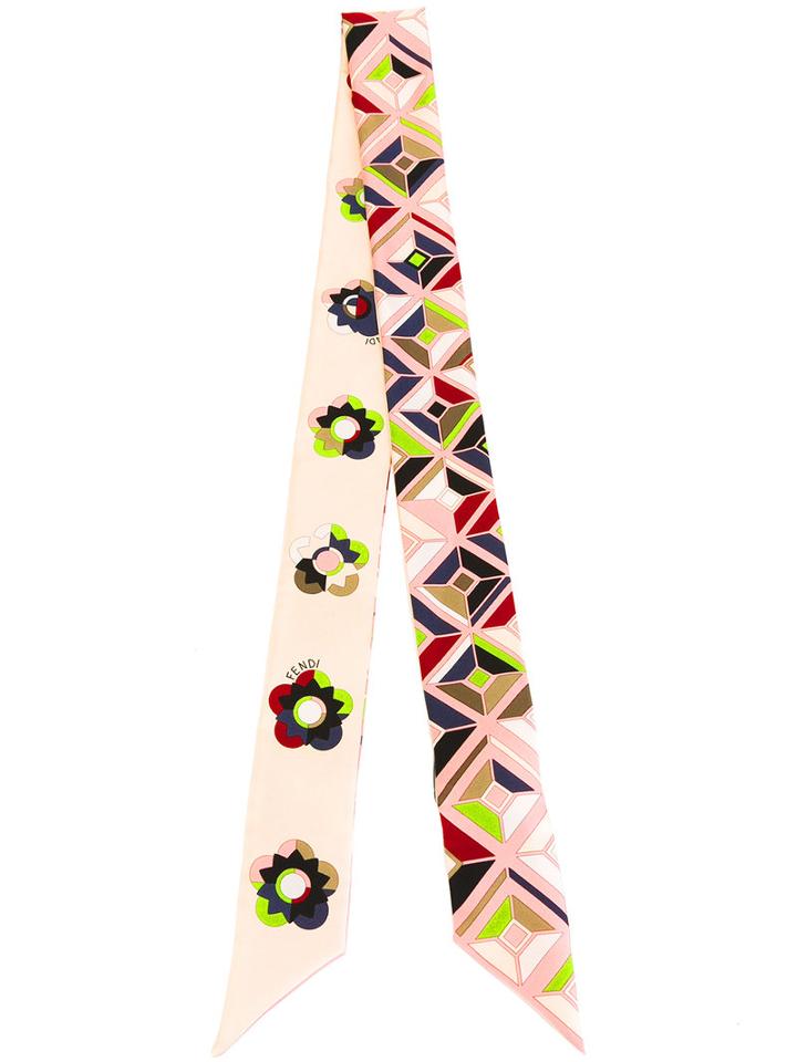 Fendi Patterned Neck Scarf, Women's, Pink/purple, Silk
