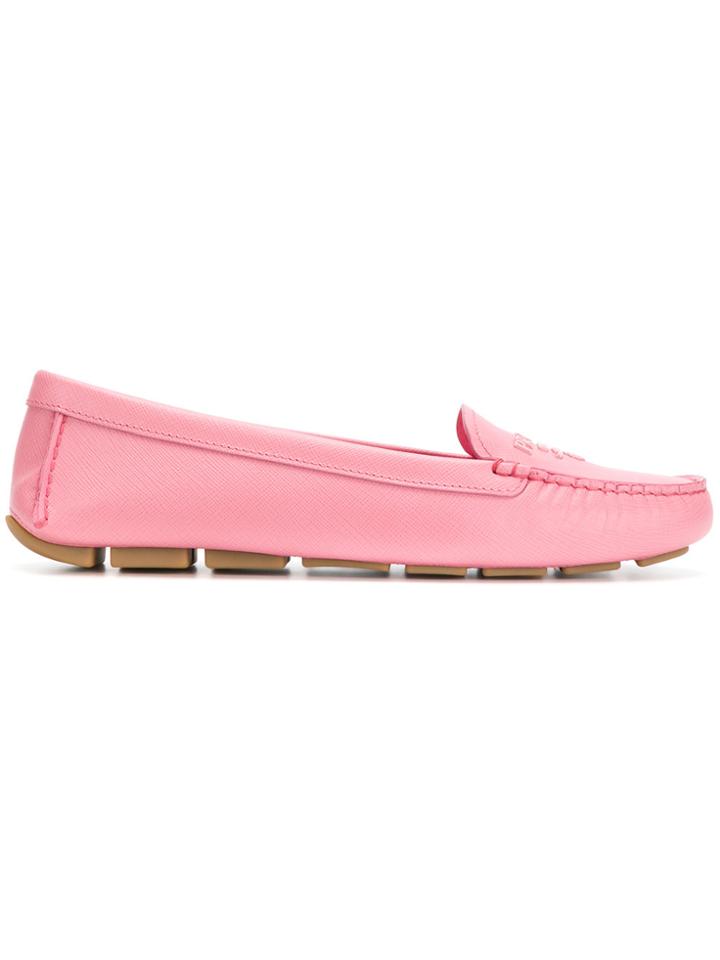 Prada Tonal Logo Loafers - Pink & Purple