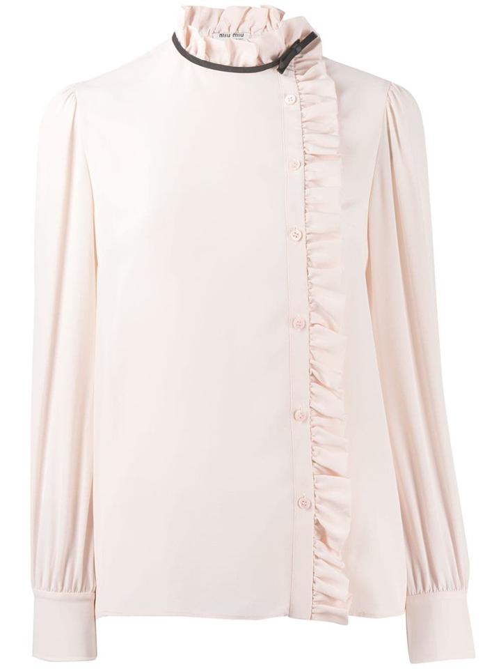 Miu Miu Asymmetrical Ruffle Blouse - Pink